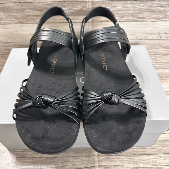 Vionic Talulah Womens Size 10 Black Leather Strap Sandals Comfort Summer Shoes - Picture 3 of 8